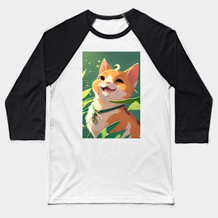 Super cute happy cat Anime style Baseball T-Shirt